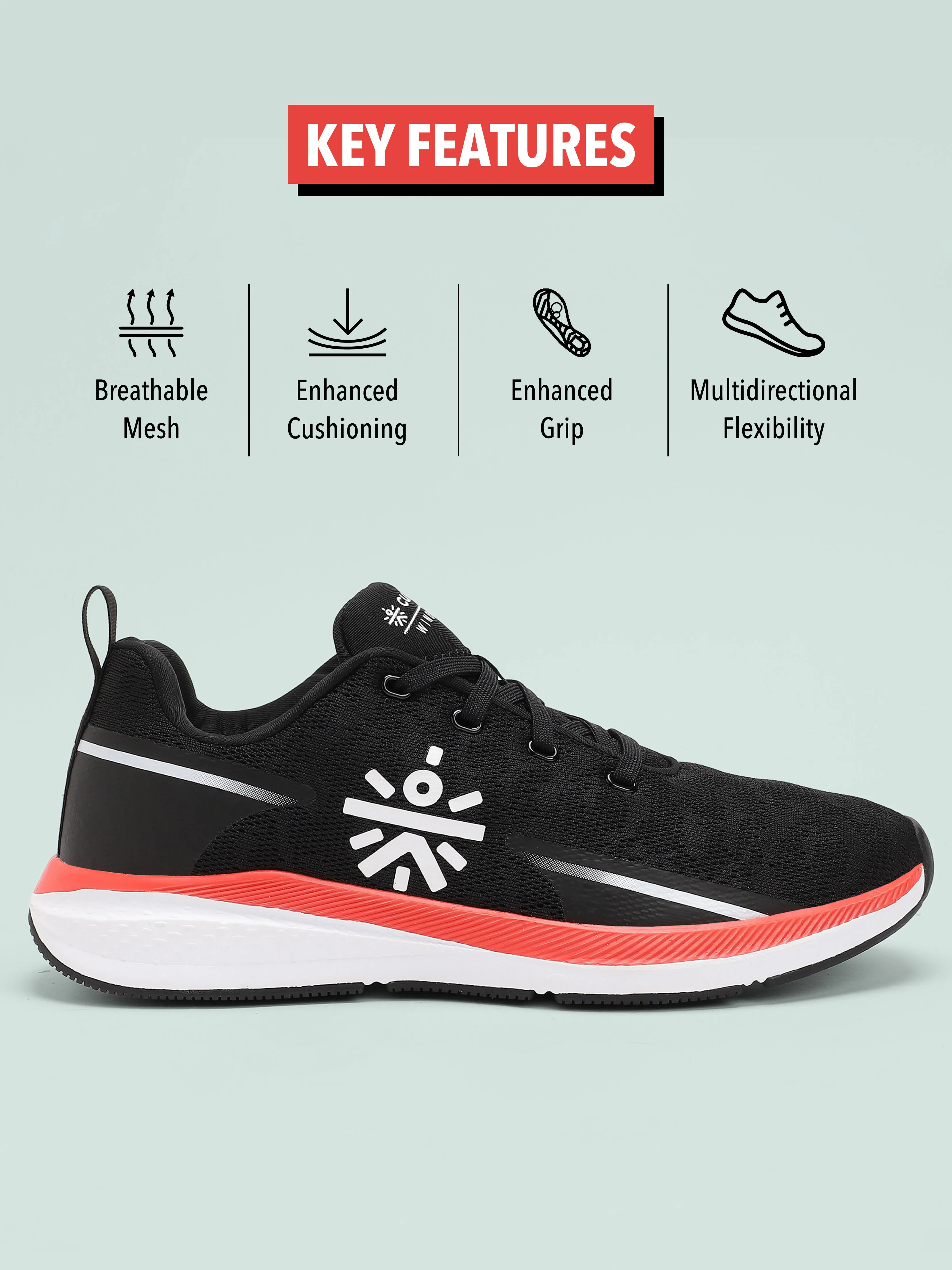 Windblazer Men Running Shoes - Black/Red