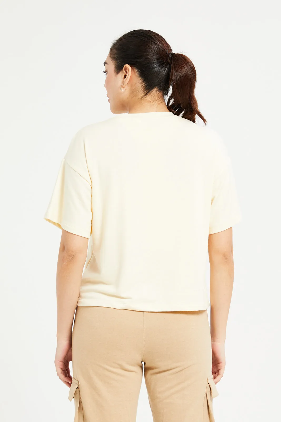 Women Ivory Oversized Active T-Shirt