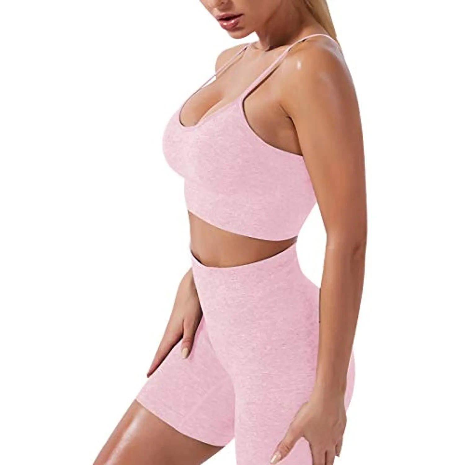 Women's Yoga Outfit Seamless Workout Set High Waist Exercise Shorts Pants with Sport Bra 3PCS Tracksuit Gym Tracksuits