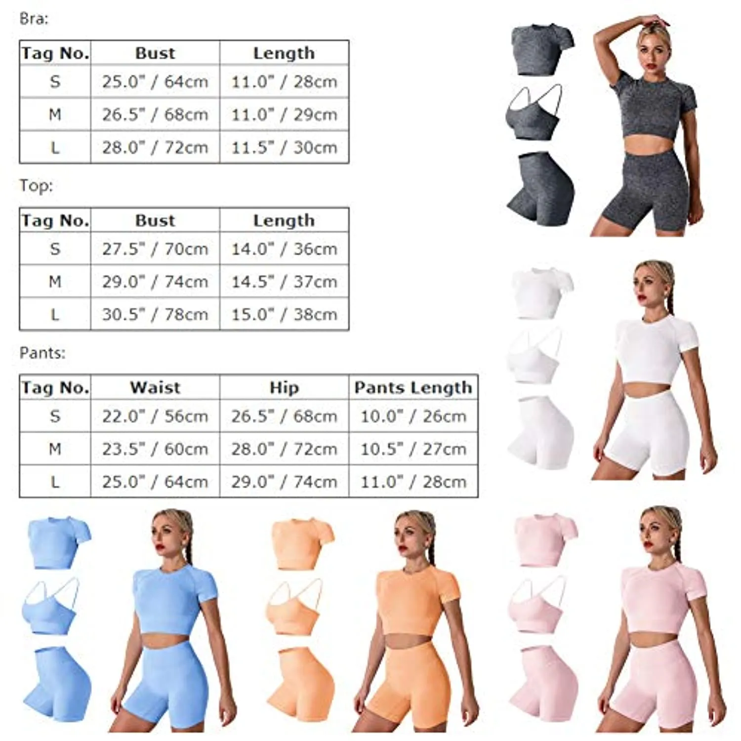 Women's Yoga Outfit Seamless Workout Set High Waist Exercise Shorts Pants with Sport Bra 3PCS Tracksuit Gym Tracksuits
