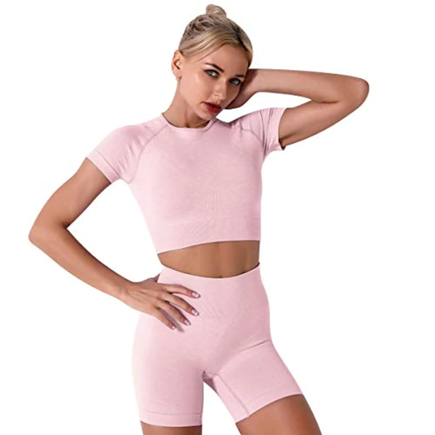 Women's Yoga Outfit Seamless Workout Set High Waist Exercise Shorts Pants with Sport Bra 3PCS Tracksuit Gym Tracksuits
